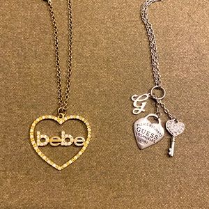 Gold BEBE & Silver GUESS necklace combo